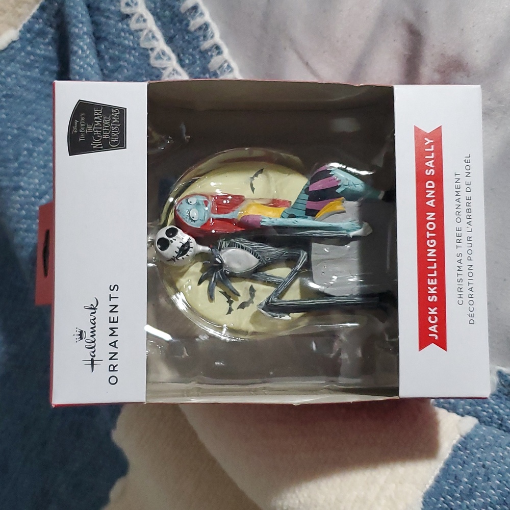 Hallmark Jack Skellington and Sally Ornament - Black, White, Red, Blue
